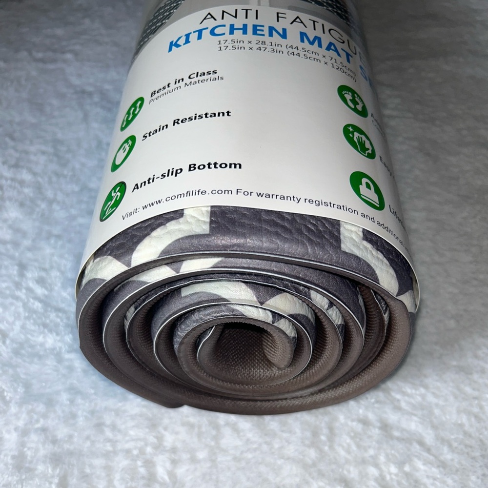 *New* Gray Geometric Design Kitchen ComfiLife Rugs (2 Pack - Medium/Large) - Picture 12 of 13